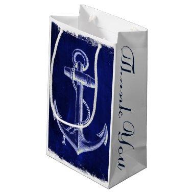 rustic Navy Blue anchor nautical wedding favor Small Gift Bag