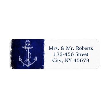rustic Navy Blue anchor nautical wedding Label