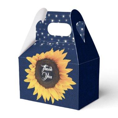 Rustic Navy Blue Burlap Sunflower Wedding Favor Boxes