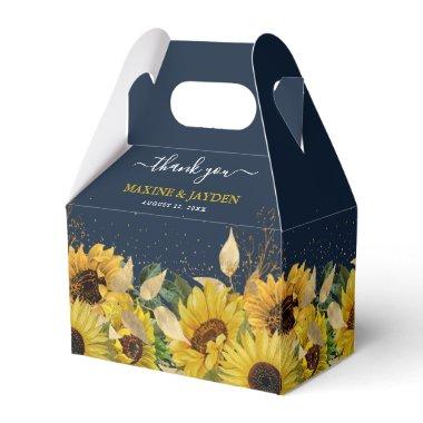 Rustic Navy Blue & Sunflower Thank You Wedding Favor Boxes
