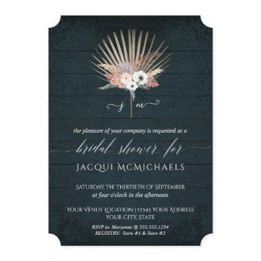 Rustic Navy Blush and White Floral Bridal Shower Invitations