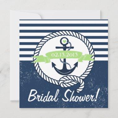 Rustic Navy Nautical Bridal Shower Invitations
