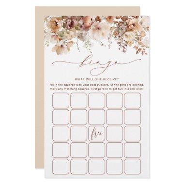 Rustic Neutral Boho Floral Bridal Bingo Game