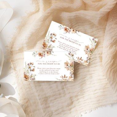 Rustic Neutral Boho Floral Bridal Recipe Request Enclosure