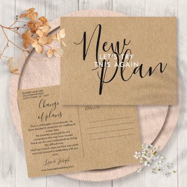 Rustic New Plan Change the Date Postponed Event Announcement PostInvitations