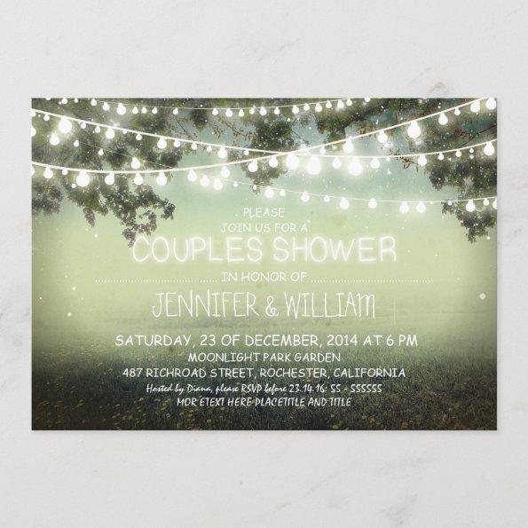 rustic night lights couples shower invitations
