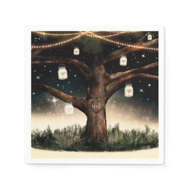 Rustic Night Tree with Lights & Mason Jars Wedding Napkins