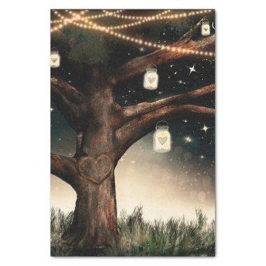 Rustic Night Tree with Lights & Mason Jars Wedding Tissue Paper