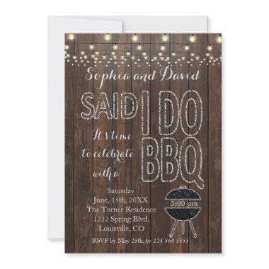 Rustic Old Barn String Lights I DO BBQ Invite