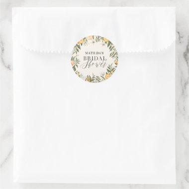 Rustic orange citrus botanical  party classic round sticker