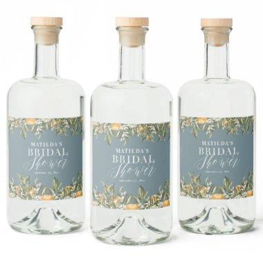 Rustic orange citrus botanical  party liquor bottle label
