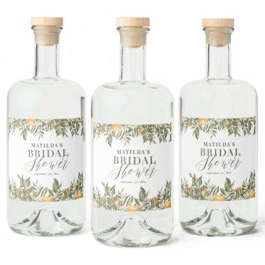 Rustic orange citrus botanical  party liquor bottle label