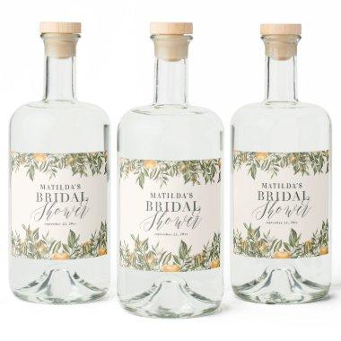 Rustic orange citrus botanical  party liquor bottle label