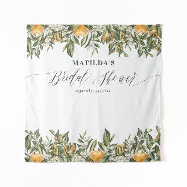 Rustic orange citrus botanical  party tapestry