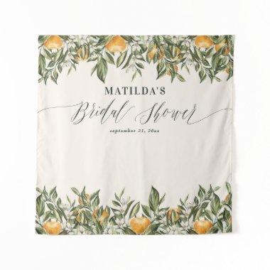 Rustic orange citrus botanical  party tapestry