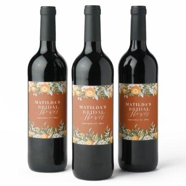 Rustic orange citrus botanical  party wine label