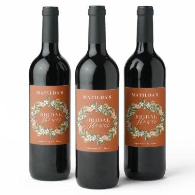 Rustic orange citrus botanical  party wine label