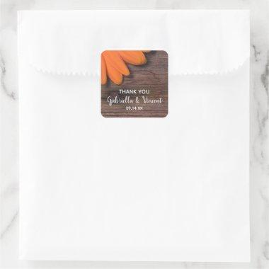 Rustic Orange Daisy Wedding Thank You Favor Tag