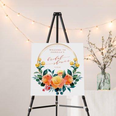 Rustic Orange Floral Bridal Shower Welcome Custom Foam Board