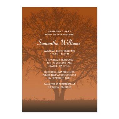 Rustic Orange Oak Tree Bridal Shower Invitations