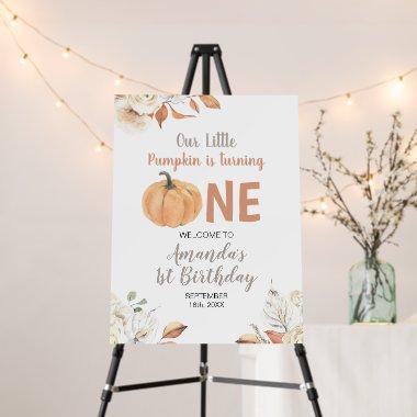 Rustic Orange Pumpkin 1st Birthday Welcome Foam Board