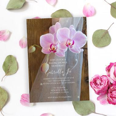Rustic Orchid Elegance Country Barn Bridal Shower Invitations
