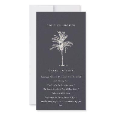 Rustic Palm Tree Navy Kraft Couples Shower Invite