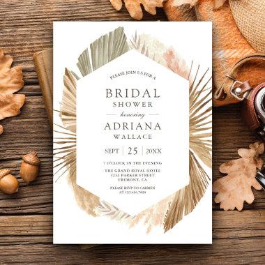 Rustic Pampas Dried Palm Leaves Bridal Shower Invitations