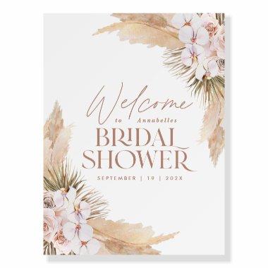 Rustic pampas grass floral bridal shower welcome f foam board