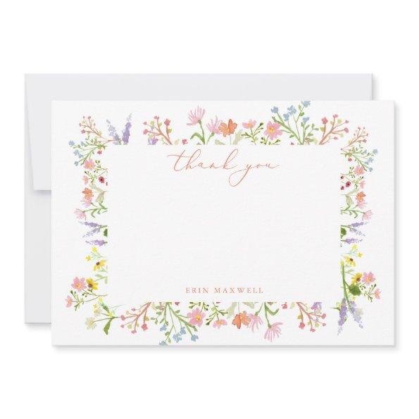 Rustic Pastel Wildflower Frame  Flat Thank You