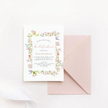 Rustic Pastel Wildflower Frame Bridal Shower Invitations