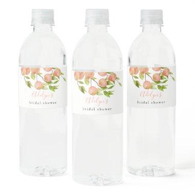 Rustic Peach Bridal Shower Water Bottle Label