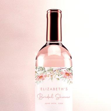 Rustic Peach Wildflowers Wine Label