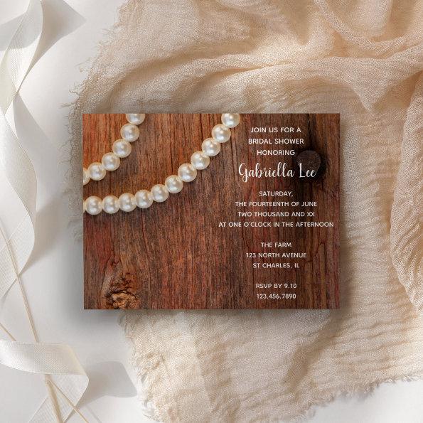 Rustic Pearls and Barn Wood Country Bridal Shower Invitations