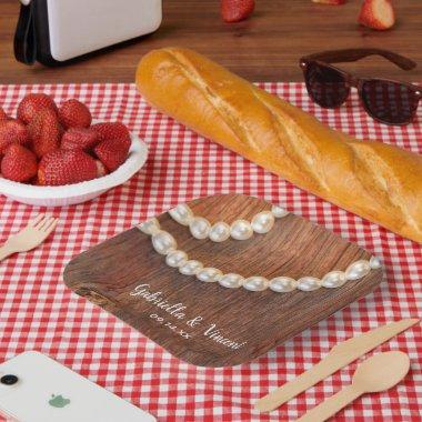 Rustic Pearls and Barn Wood Country Wedding Paper Plates