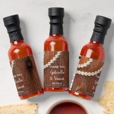 Rustic Pearls and Barn Wood Wedding Favor Hot Sauces