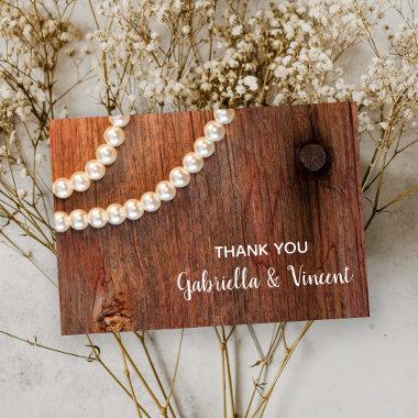 Rustic Pearls and Barn Wood Wedding Thank You Note