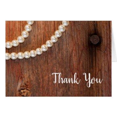 Rustic Pearls Barn Wood Country Wedding Thank You
