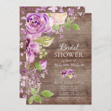 Rustic Peonies Floral Bridal Shower Invitations