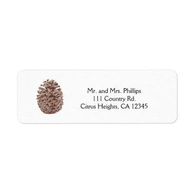 Rustic Pine Cone Elegant Simple Country Wedding Label