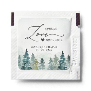 Rustic Pine Forest Spread Love Not Germs Wedding Hand Sanitizer Packet