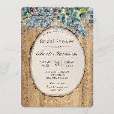 Rustic Pine Lodge Bridal Shower Invitations