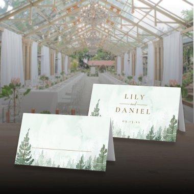 Rustic Pine Tree Forest Wedding Folded Place