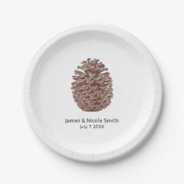 Rustic Pine Trees Simple Country Wedding Paper Plates
