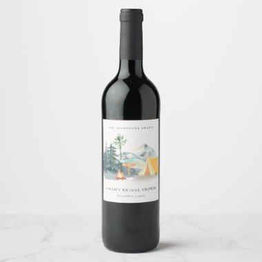 Rustic Pine Woods Camping Mountain Bridal Shower Wine Label