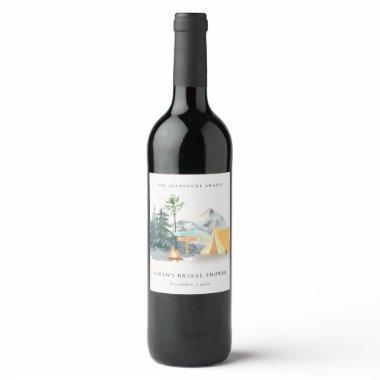 Rustic Pine Woods Camping Mountain  Wine Label