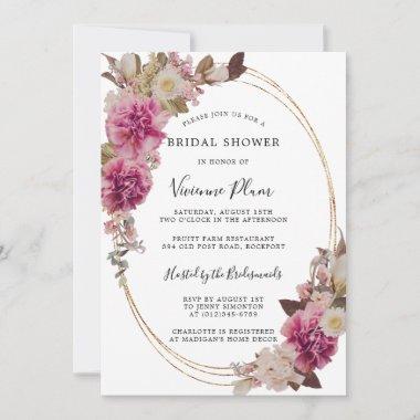 Rustic Pink and White Boho Bridal Shower Invitations