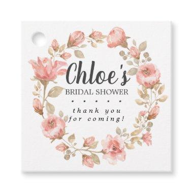 Rustic Pink Floral Bridal Shower Thank You Favor Tags