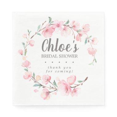 Rustic Pink Floral Bridal Shower Thank You Napkins