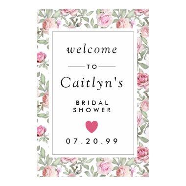 Rustic Pink Floral  Welcome Sign